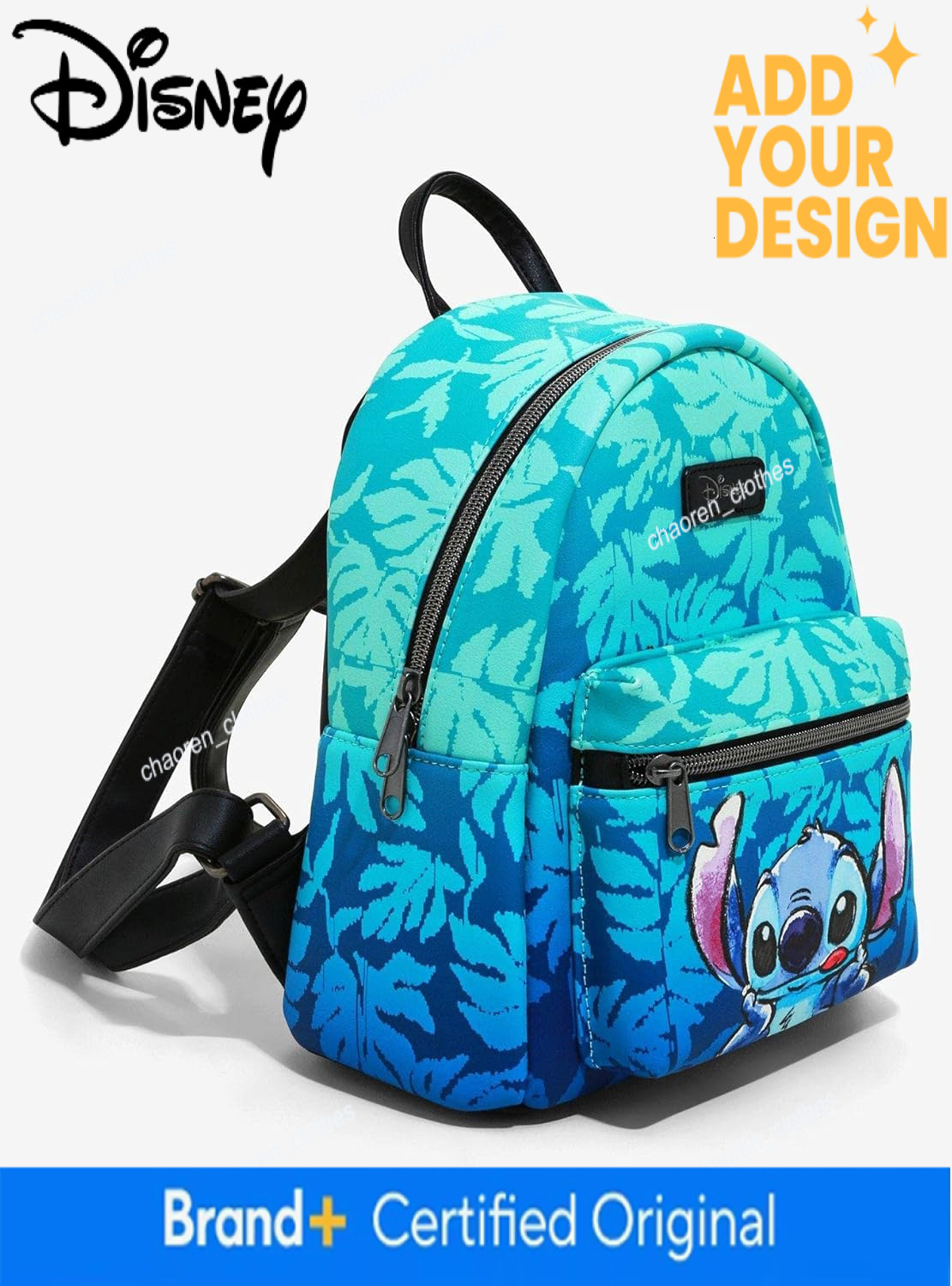 Disney Lilo & Stitch Blue Tropical Leaves Mini Backpack BLACK NONE bag
