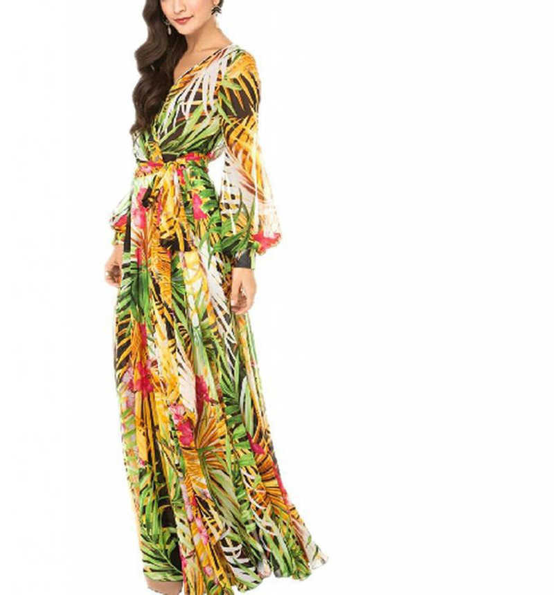 Spring And Summer New Collection Printed Dress With V-neck And Lined Sleeves In 3 Colors T251120