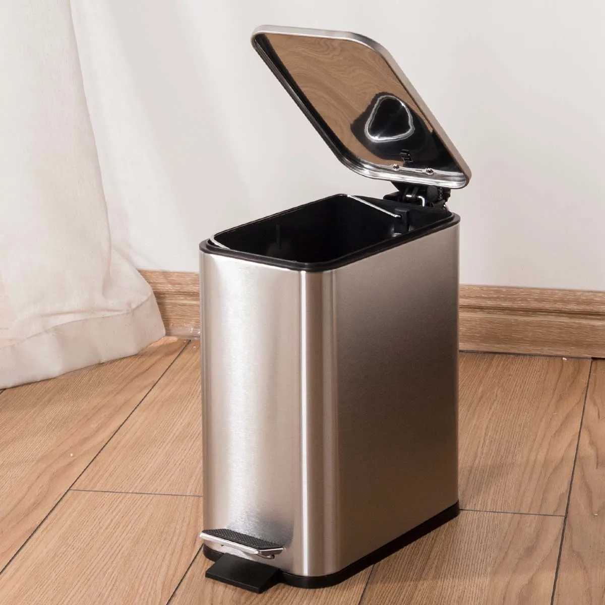 5L Rectangular Sanding Trash Can With Lid And Foot Pedal Stainless Steel Household Cleaning Bucket Kitchen Storage Bucket C251120