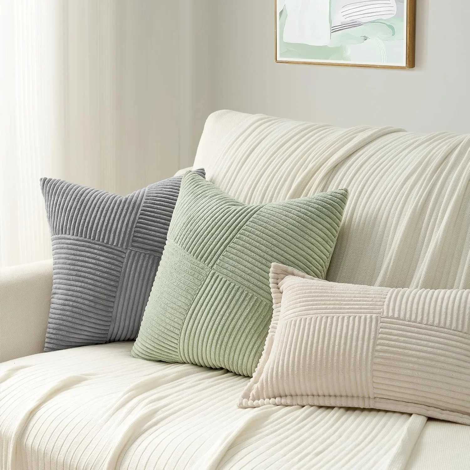 Pillow Case Spring Green Windmill Luxury case 40x40CM Striped Corduroy Throw cover Textured Solid decor for Sofa Living Room C251120