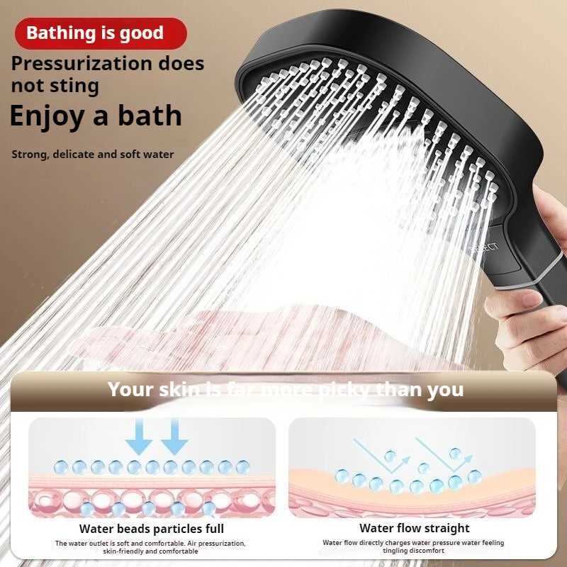 13cm Large Panel 3 Modes Shower Head High Pressure Massage Shower Head with Filter ABS Water Saving Bathroom Shower NozzleM251120