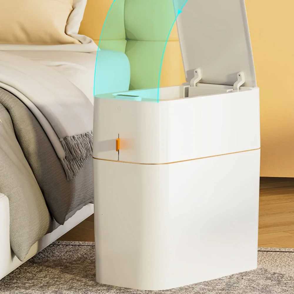 Smart Garbage Can Sensing Household Kitchen Toilet Waterproof Light Energy Wastebasket Adsorption Bag Bucket with Lid Trash Can C251120
