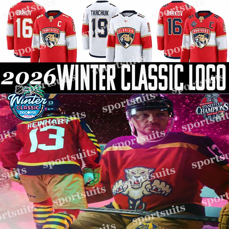 2026 winter classic logos 16 Aleksander Barkov floridas panthers jersey Matthew Tkachuk Sam Reinhart Gustav Forsling Carter Verhaeghe Sergei Bobrovsky jerseys