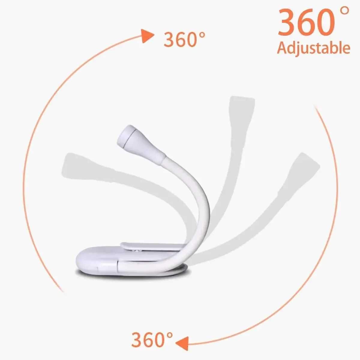 USB Rechargeable Mini Reading Book Lamp LED Dimmable Bedroom Eye Protection 360 Flip Book Lamp Portable Stand Clip Night Light M251120