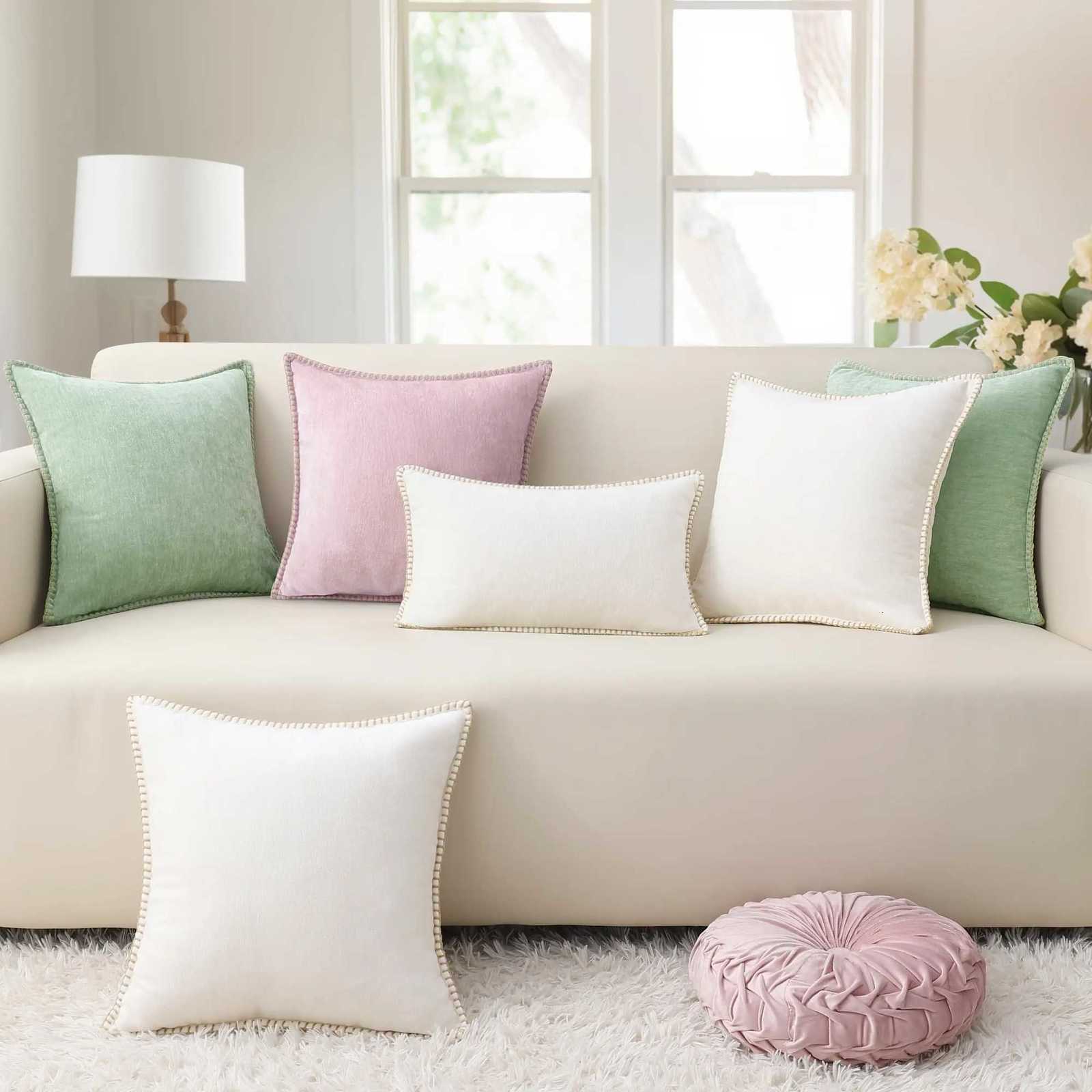 Pillow Case Homaxy Soft Chenille Throw Covers Decorative Covers 18x18 Home Luxury Sofa Covers Set of 1 Living Room C251120