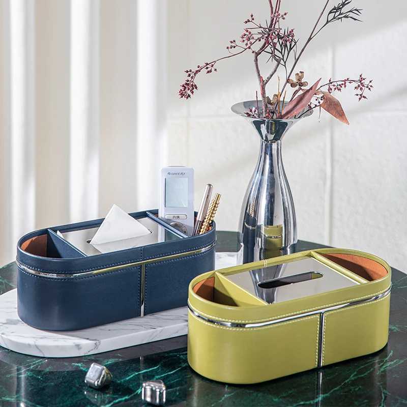 Luxury Stainless Steel Leather Tissue Box Minimst Coffee Table Organizer for Living Room Premium Home Decor Accessories C251120