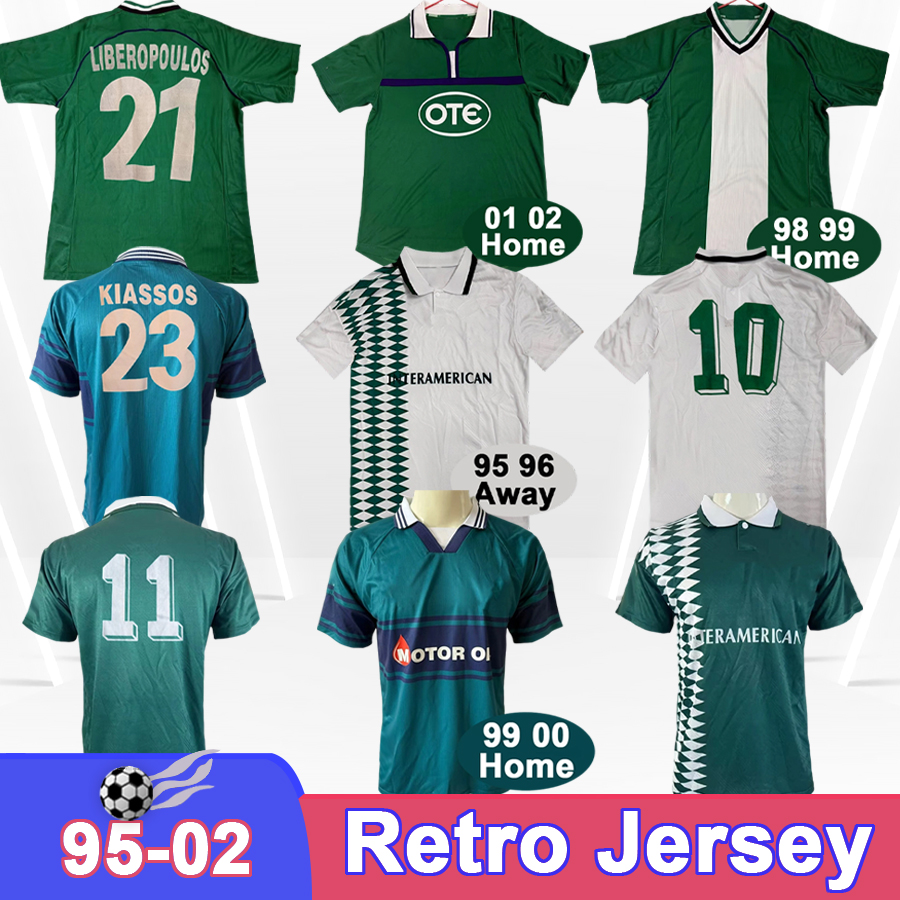 1995 1996 Panathinaikos KIASSOS Retro Mens Soccer Jerseys GIANNIS GOUMAS SPYROS MARANGOS GEORGIOS DONIS Home Football Shirts Vintage Adult Uniforms