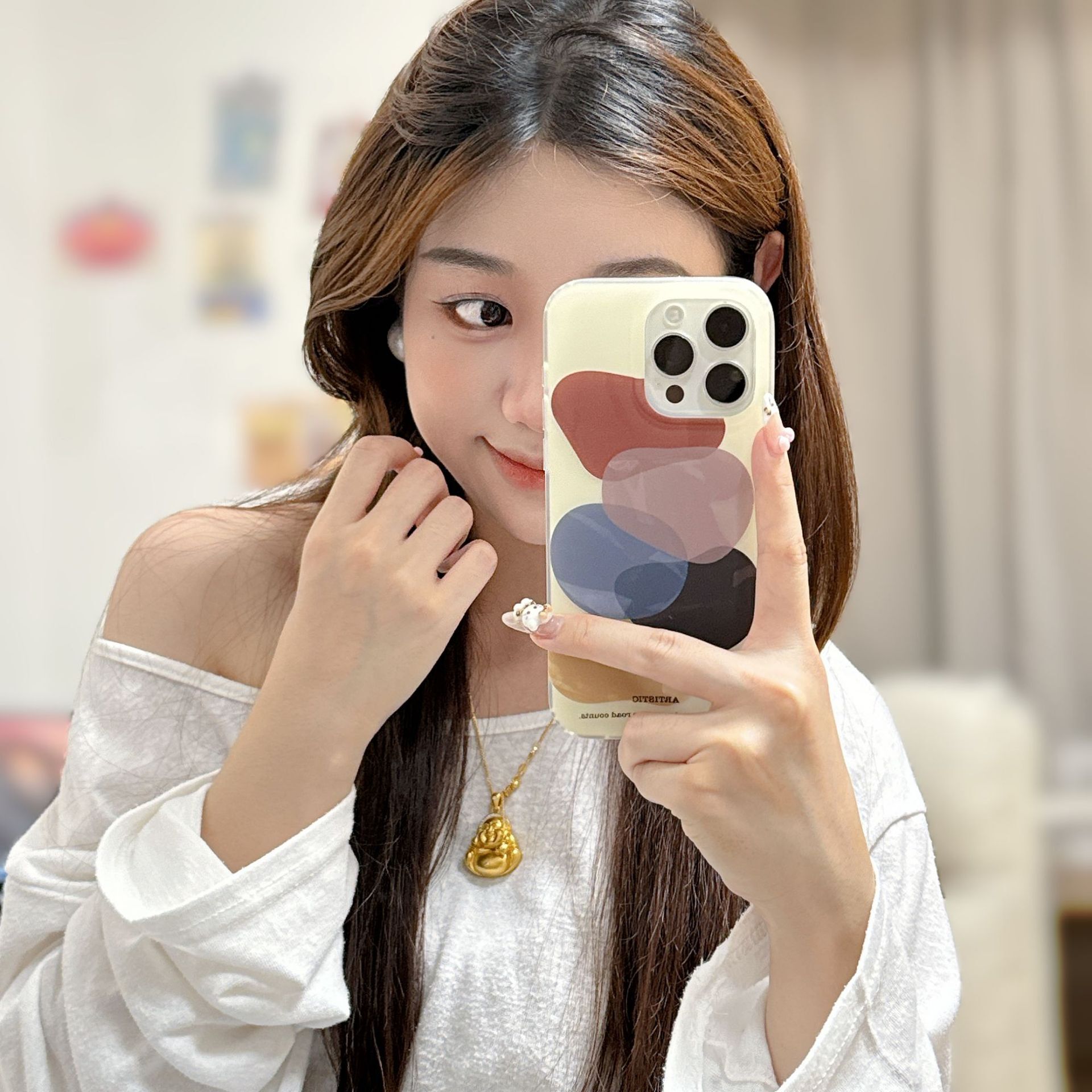 Brown Black Block Phone Case Compatible with iPhone 17 Pro Max Ins Matte Half Cover 16 14 Pro