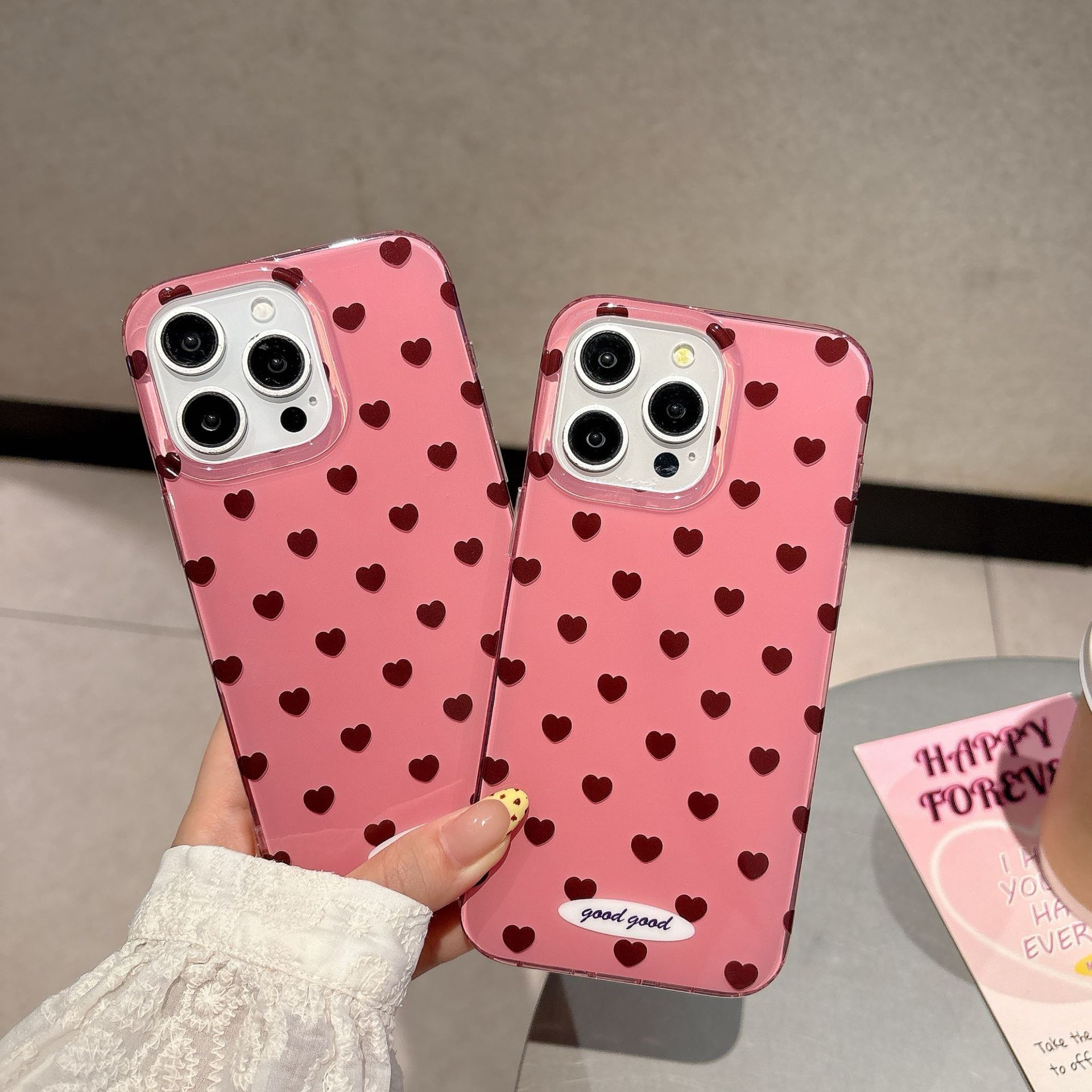 Pink Heart Phone Case Suitable for iPhone 17 Pro Max ins Niche Protective Case iPhone 16/15 Pro