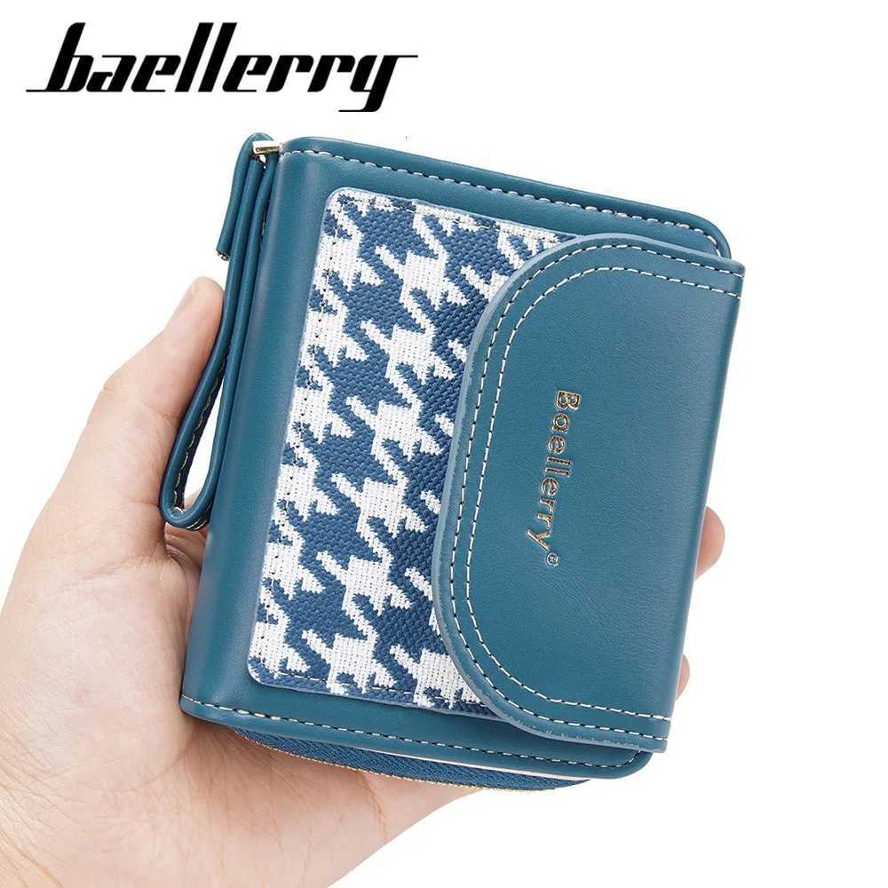 Baellerry Womens Short Wallet Coin Purse Checkered Pattern Pu Leather Slim Zip Pocket with Card Slots RFID Blocking Gift IdeaW251120