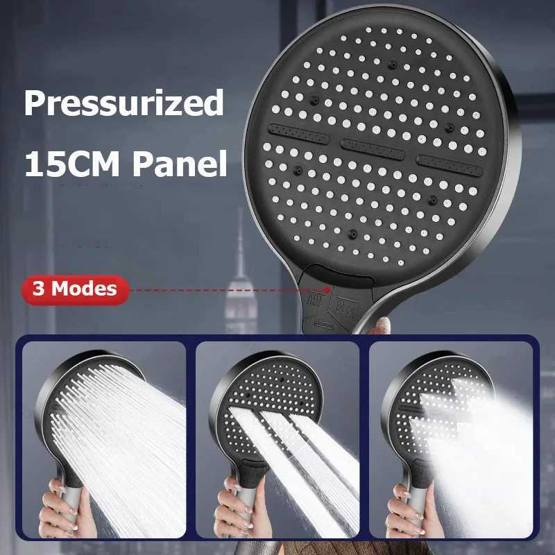 3 Modes Adjustable Shower Head High Pressure Water Saving Nozzles 15CM Big Panel Large Flow Handheld Shower Head for BathroomM251120