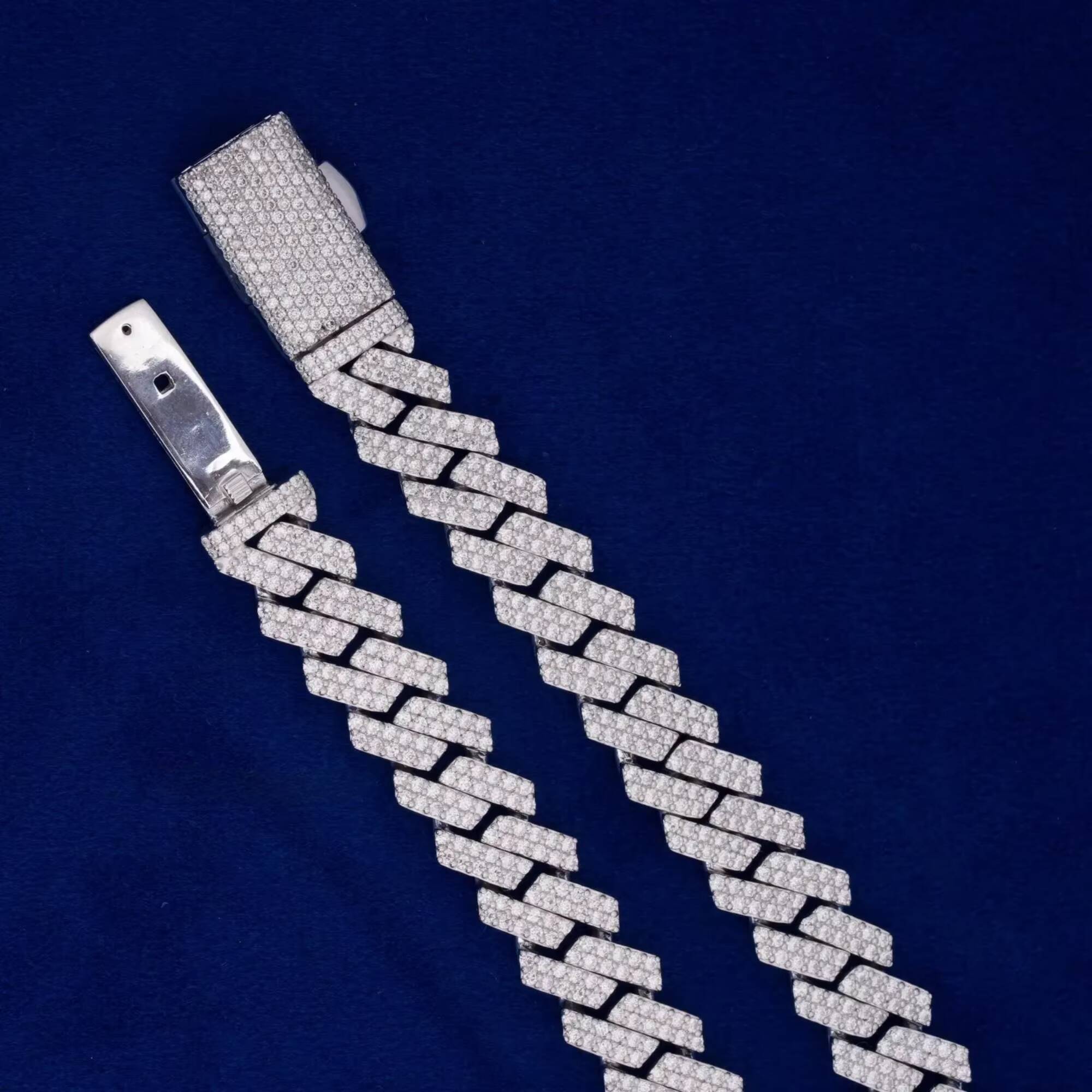 10mm 925 Silver Straight Edge Moissanite Cuban Chain GRA Certified Box Clasp Lock Luxury Christian 2-Line for Wedding Gift