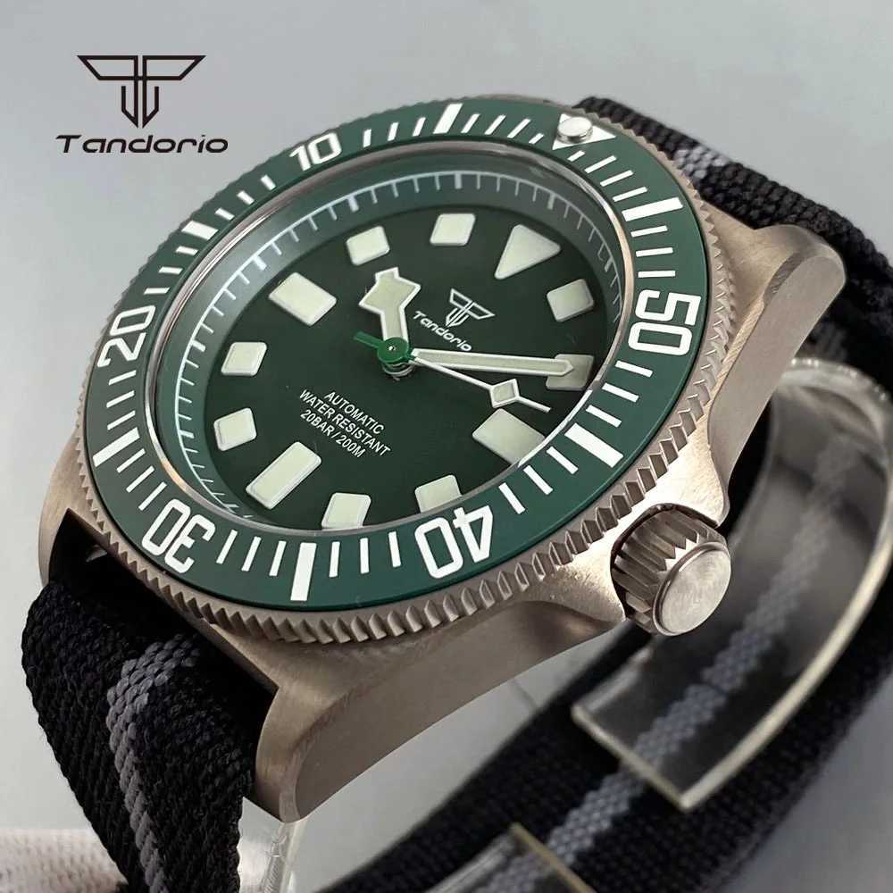 Tandorio Titanium 42mm Dive Mechanical Watch for Men Automatic NH35/PT5000 Movement Sapphire 20BAR Waterproof Wristwatch Lume G251120
