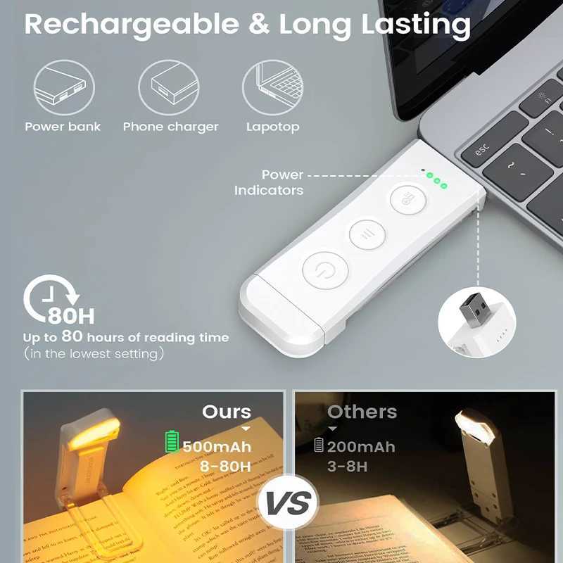 USB Rechargeable Book Light for Reading in Bed Portable Clip-on LED Reading Light Clip Desk Light Bookmark Read Light Night Lamp M251120