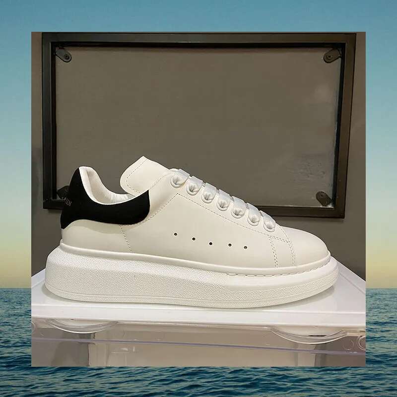 High Quality Leather Shoes Designer Men Women Fashion Comfortable Walking White Thick Soled Female Lace-up Sport Sneakers