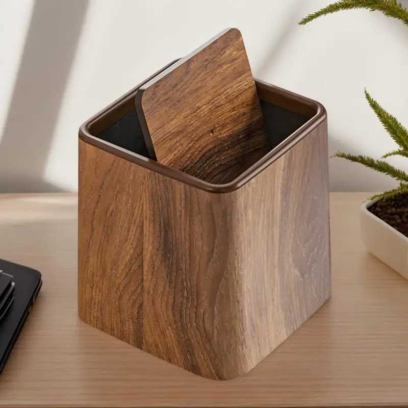 Bedroom Garbage Can Small Trash Bin Desk Decor Dustbin With Lid Space-Saving Storage Container Desktop Accessories For Bedroom C251120