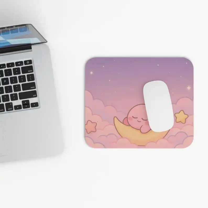 Kirby Dreamy Moon Mouse Pad 8 Sizes RGB Lights XXL Desk Mat Sleeping Kirby Crescent Moon Kawaii LED Gaming Pad Cute Pastel Y251120