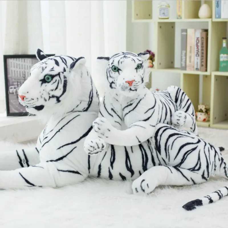 30-120CM High Quality Giant White Tiger Stuffed Toy Lovely Big Size Tiger Plush Doll Soft Pillow Christmas Gift G251120