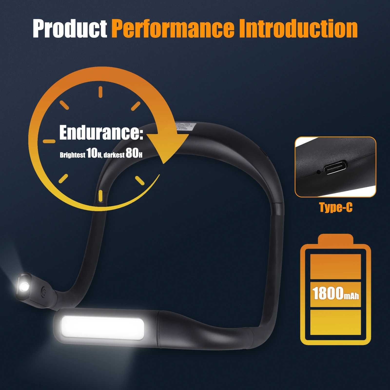 LED Neck Reading Lights Rechargeable Flexible Reading Lamp Bendable Adjustable Portable Hanging Book Light For Camping Lighting M251120