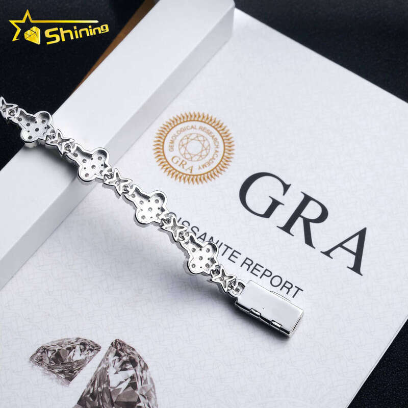 New Cross Iced Bracelet Pure Sier Chain Tester GRA Certified VVS Silicon Stone Tennis Necklace