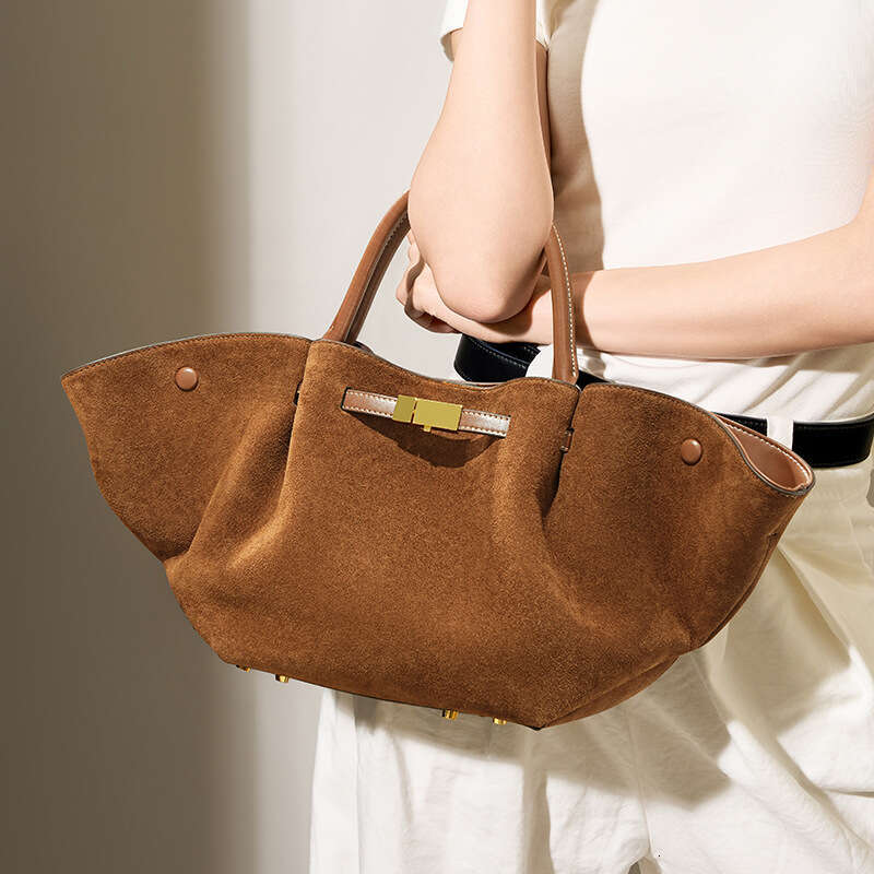 Luxury Bags Designer Niche Genuine Leather Dumpling Suede Shoulder Bags Cowhide Top Handle Bags Commuter High End Large Capacity Beach Bags Women'
