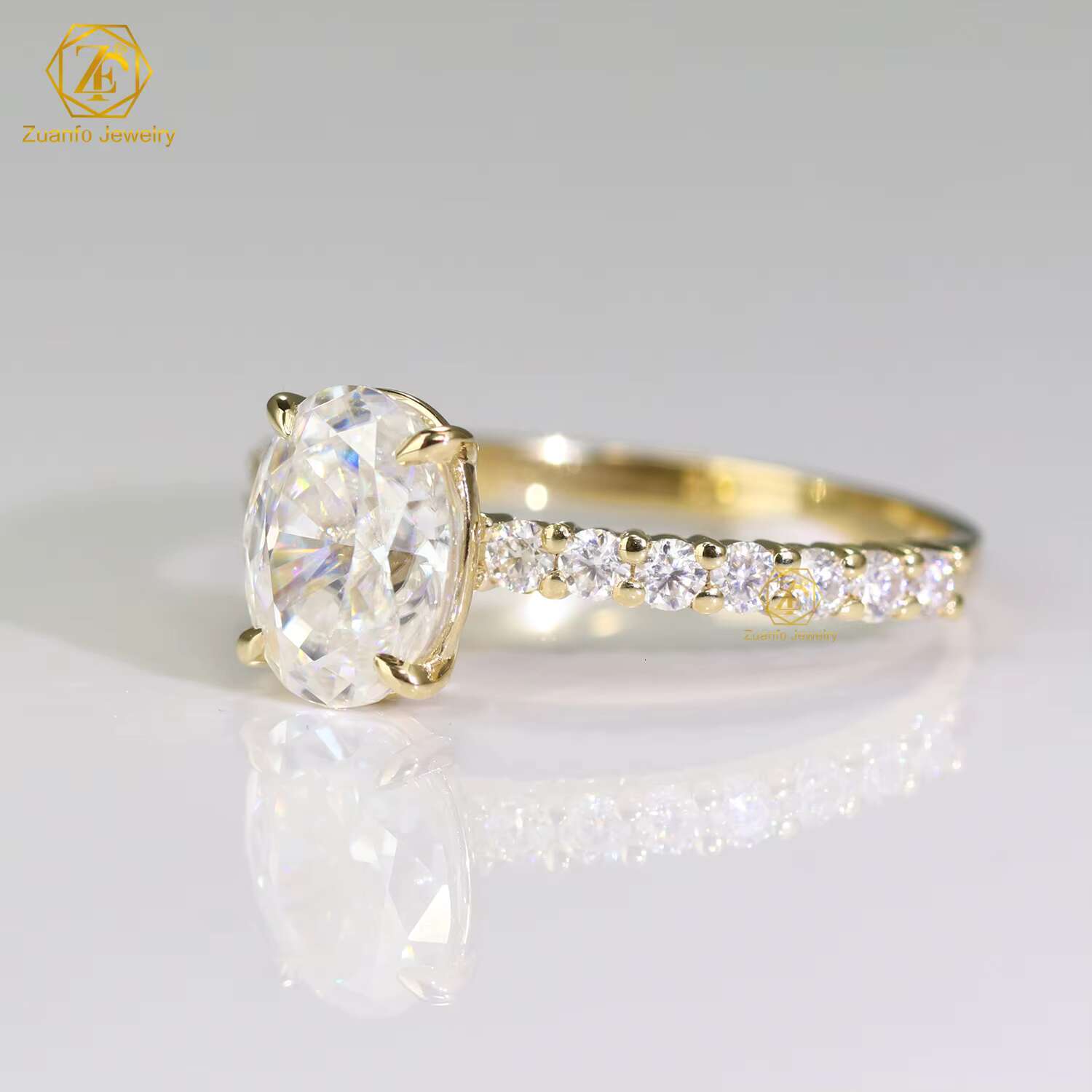 CVD Luxury 1ct 2ct 3ct 14K 18K Women Engagement Lab Created IGI Certified Oval Cut Diamond Lab Grown Wedding Ring