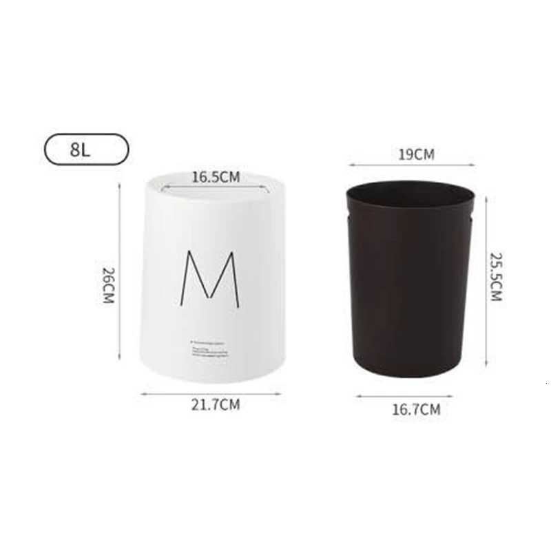 8L Nordic Simple Plastic Trash Can Office Bathroom Kitchen Trash Bin Living Room Bedroom Garbage Household Waste Bin With Lid C251120