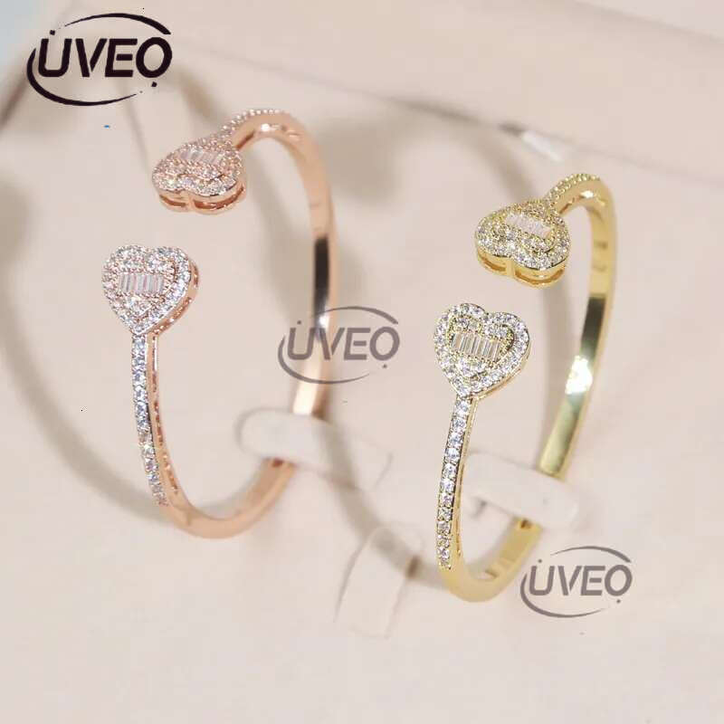 Free Shipping Heart Love Shape Adjustable Bangle Bracelet Women Men Hip Hop Iced Out Bg Cubic Zirconia Couple Jewelry Gift