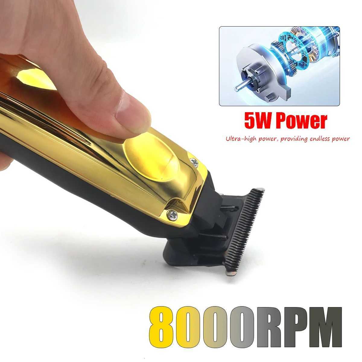 Professional Beard Trimmer for Men with DLC Blade T-Blade Zero Gapped 8000RPM 5W Cordless Hair Trimmer Machine Finishing MachineT251120
