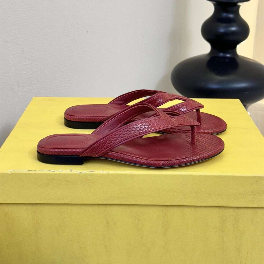 New Women Size34-42 Genuine Leather Flip-ps Med Heels Slippers Summer Slides Leisure Designer Shoes atillas De Mujer