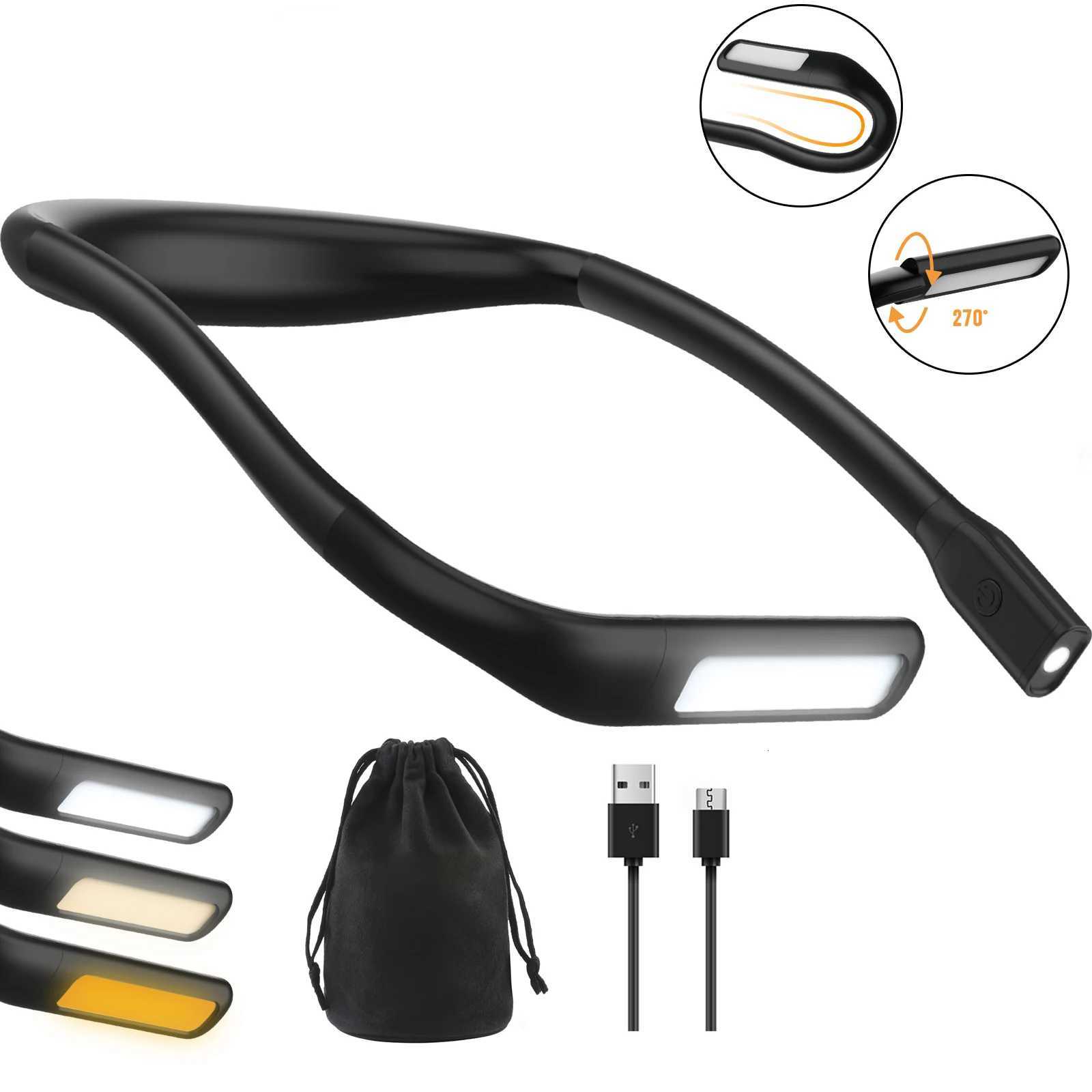 LED Neck Reading Lights Rechargeable Flexible Reading Lamp Bendable Adjustable Portable Hanging Book Light For Camping Lighting M251120