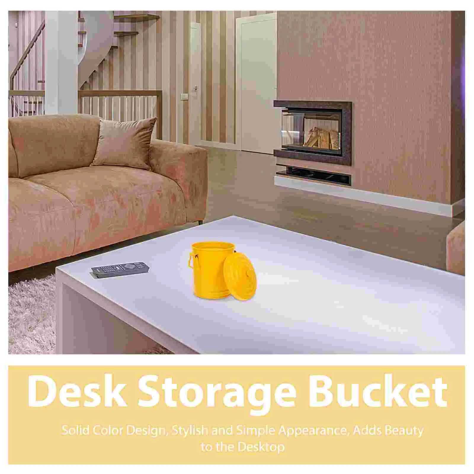 Mini Trash Can Pencil Holder Candy Bucket with Lid Camping Pickup Garbage Pail Marker Automotive Table Tin C251120