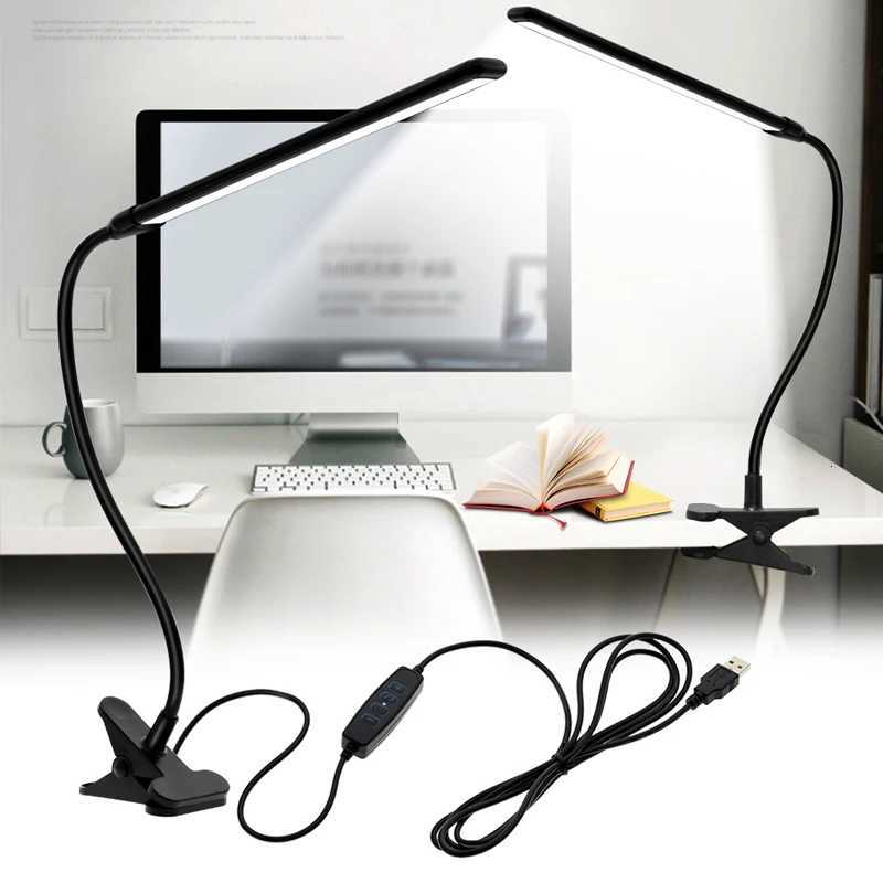 LED Desk Lamp With Clamp USB Power Dimmable Clip On 10 Brightness Level 3 Lighting Modes Flexible Study Table Reading Book Light M251120