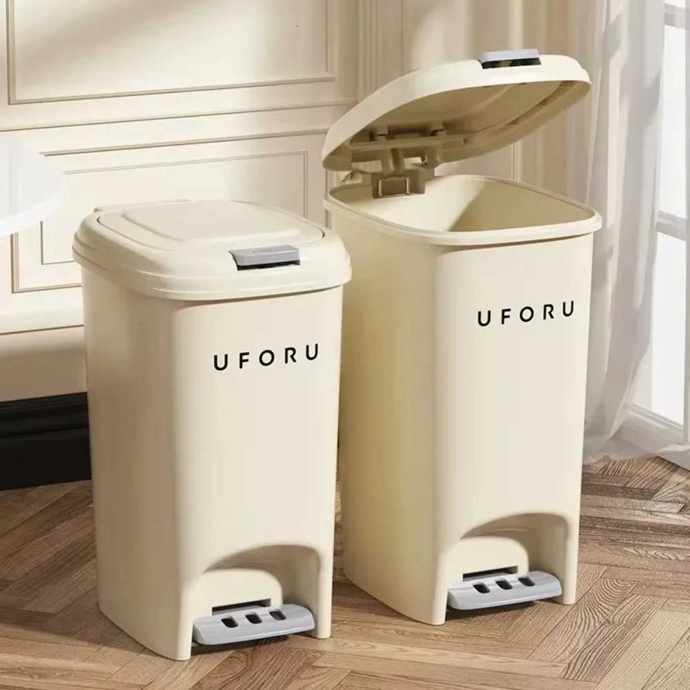 8L Foot Operated Trash Can Lightweight with Lid Foot Operated Bathroom Living Room Kitchen Large Capacity Yellow Trash Can Cheap C251120