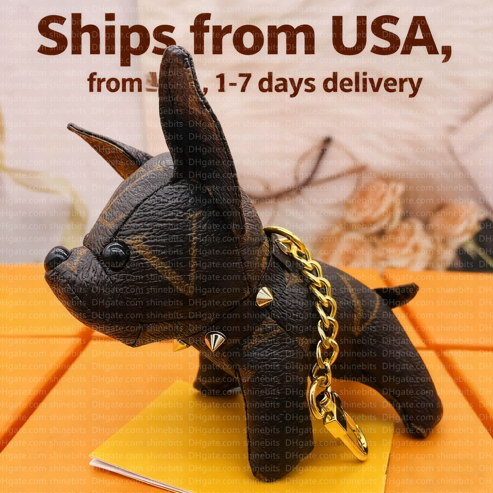 2026 cute dog keychains bag charms designer keychain wallet high quality French bulldog bag pendant leather letter pattern car keychain jewelry gifts accessories