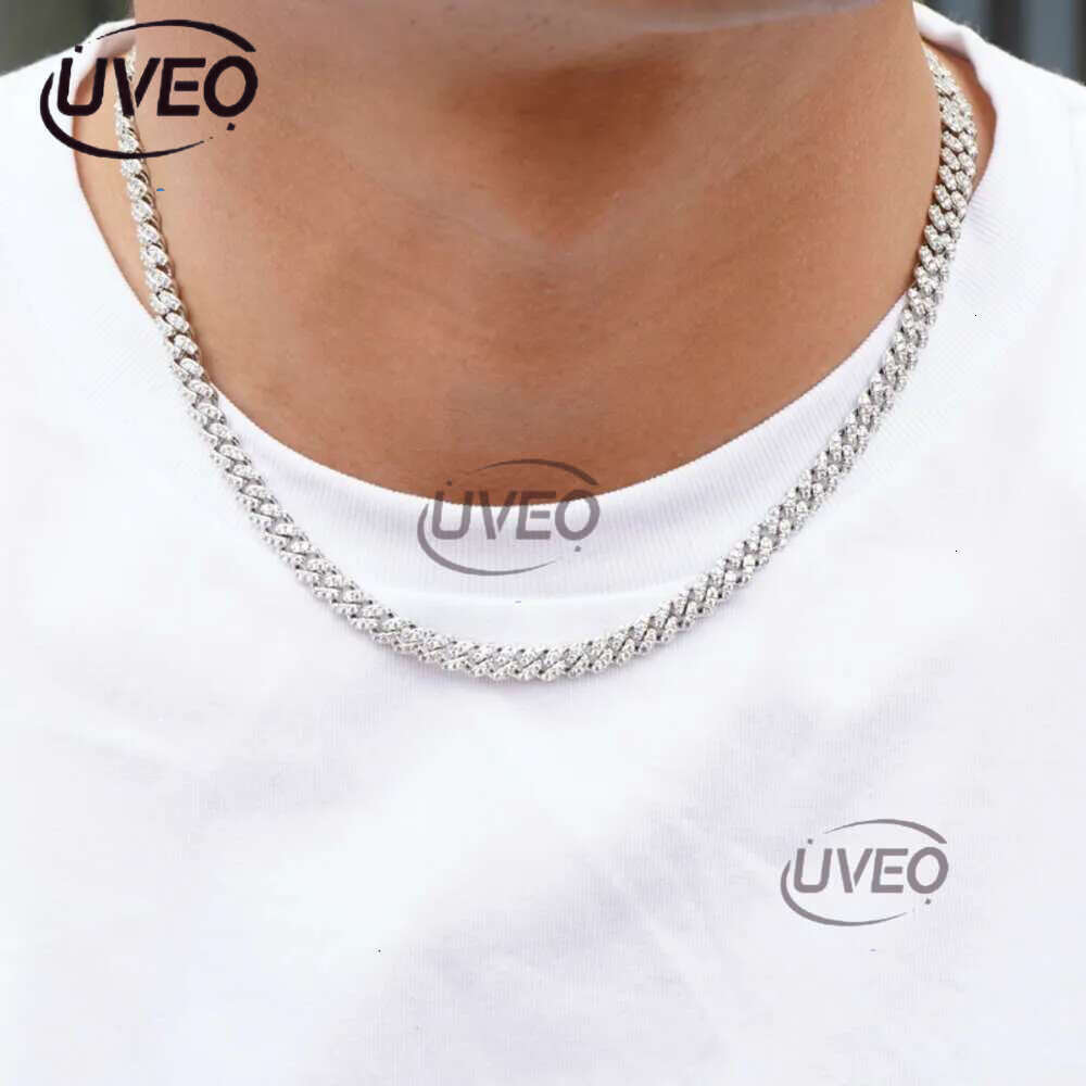 bracelet pendant necklaces fine jewelry 8mm VVS moissanite necklace cuban k sterg sier women men chain miami cubank Free delivery