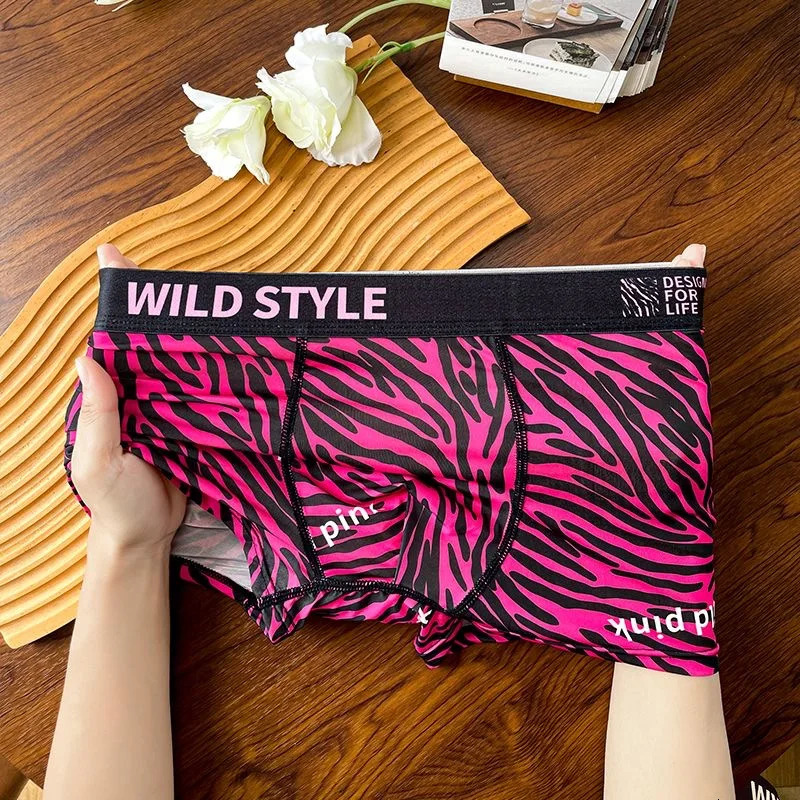 MAIMENG Mens Underwear Sexy Leopard Ice Silk Comfortable Flat Corner Antibacterial Fashion Boxing Shorts 250417