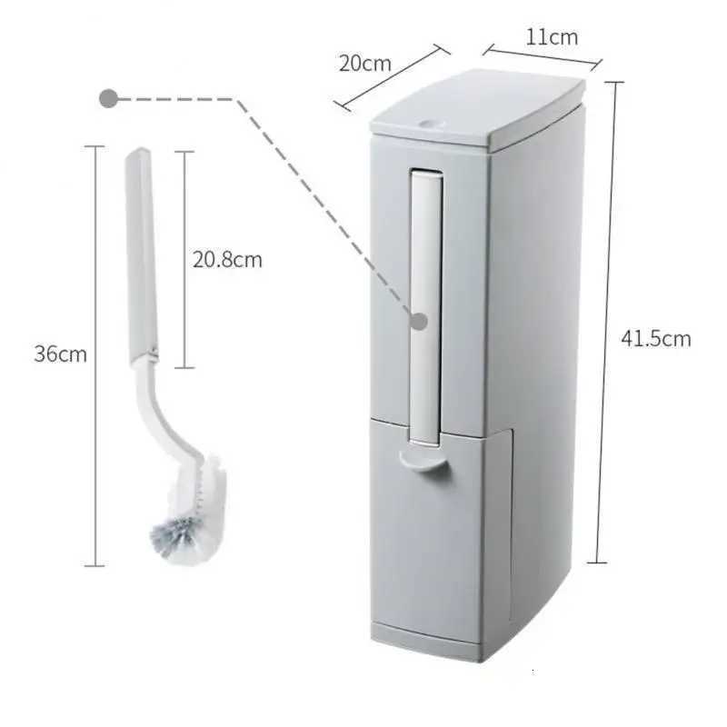 Narrow Trash Can Toilet Brush Set Press Type Open Cover Japanese Bathroom Dustbin Kitchen Garbage Bin Household Cleaning Tools C251120