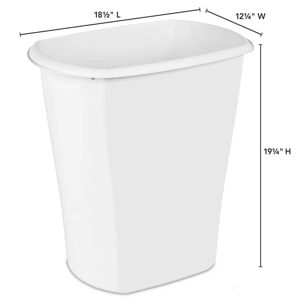 10 Gallon Rectangular Wastebasket Plastic Kitchen Open Top Trash Can Slim Profile Easy Clean Indoor Use with Comfortable Handle C251120