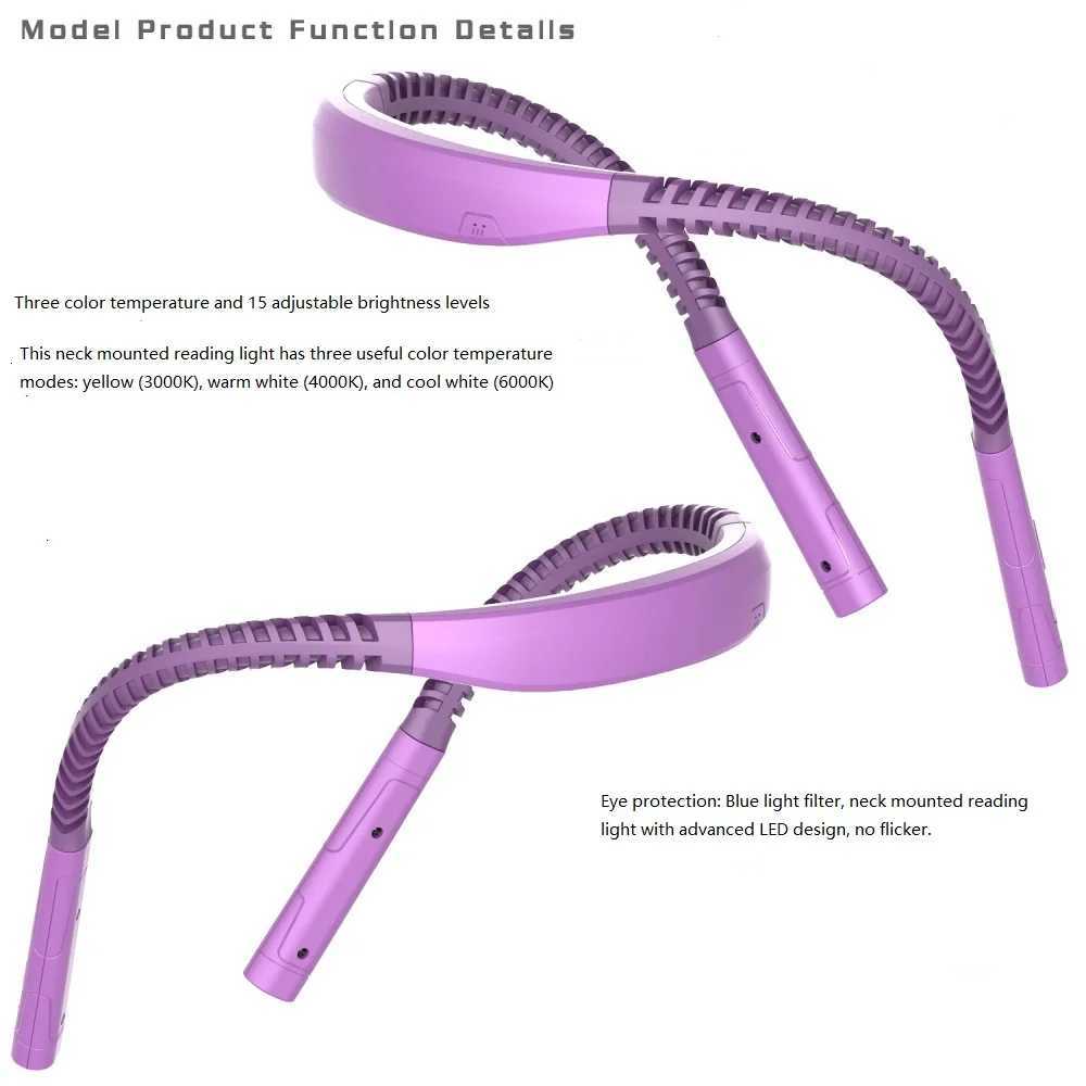LED Neck Reading Light 3 Color 3 Brightness Book Light Reading Lamp Usb Rechargeable Lamp Flexible Neck Read Lamp Book Lamp M251120