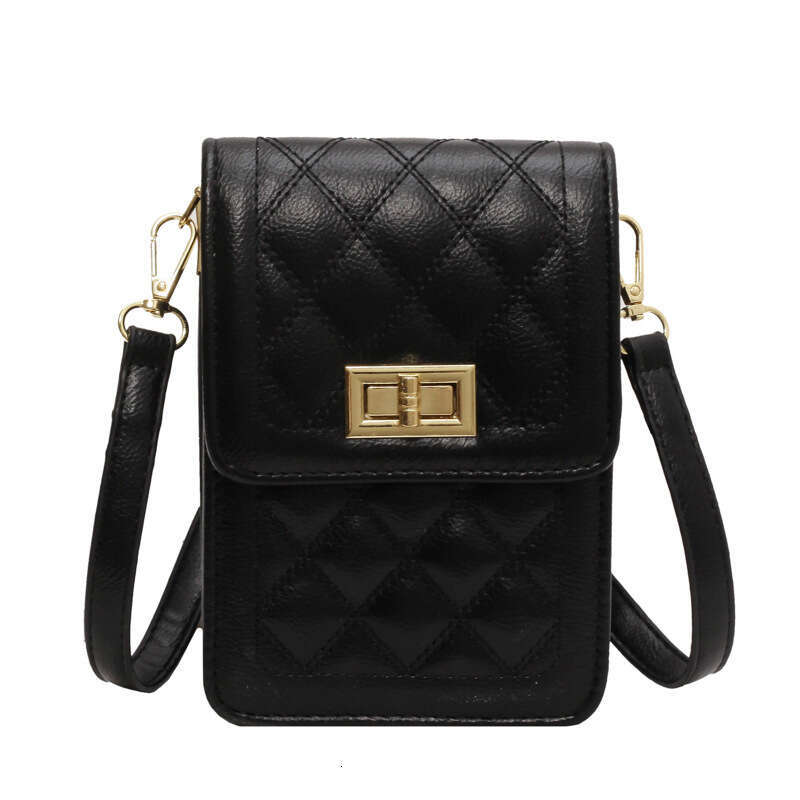 Women's new fashionable checkered embroidery thread high-end commuting phone bag, zero wallet, single shoulder diagonal cross bag