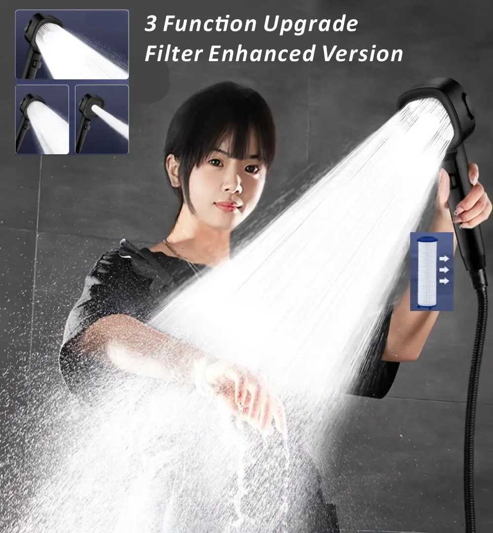 New 3 Modes High Pressure Shower Head Water Saving Shower Adjustable One-Key Stop Water Massage Sprayer Bathroom AccessoriesM251120