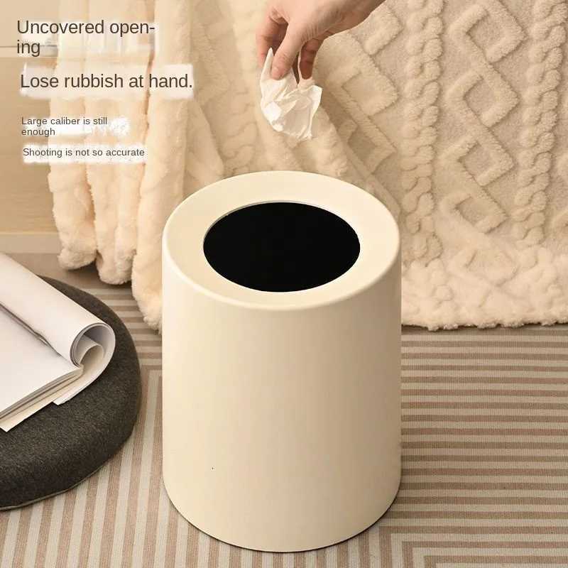 Nordic Trash Can Double-layer Household Simple Living Room Bedroom Kitchen Bathroom Office Creative Toilet Round Cylinder C251120
