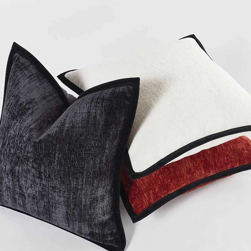 Pillow Case Nordic Thick Chenier Cover Square Solid Color Pressed Edge Case Advanced Luxury Home Decor Cushion Cover for Sofa C251120