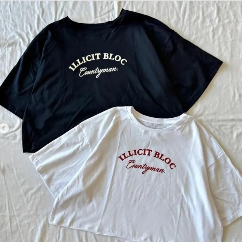 Style European and American 2025 Street College Cotton Color Matching Printed Tshirt Unisex Same Day Clothing 250411Z