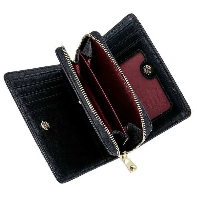 4 colors 100 Sheepskin Genuine Leather Women Short Wallet Fashion Luxury Multifunction Card Holder Zipper Female Coin PurseW251120