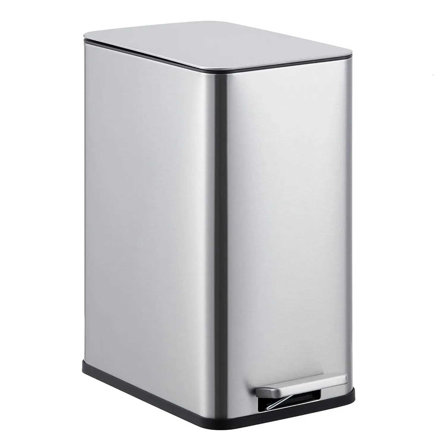26 Gallon 10 L Trash Can Stainless Steel Kitchen Garbage Can Recycling or Waste Bin Soft Close Step-On Pedal Silver C251120