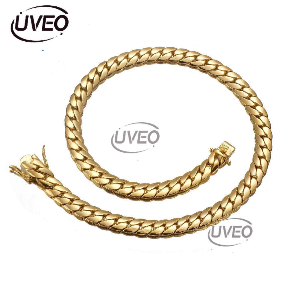 6mm-10mm 304 Stainless Steel Snake Chain Necklace Bracelet Real Gold Plated Jewelry