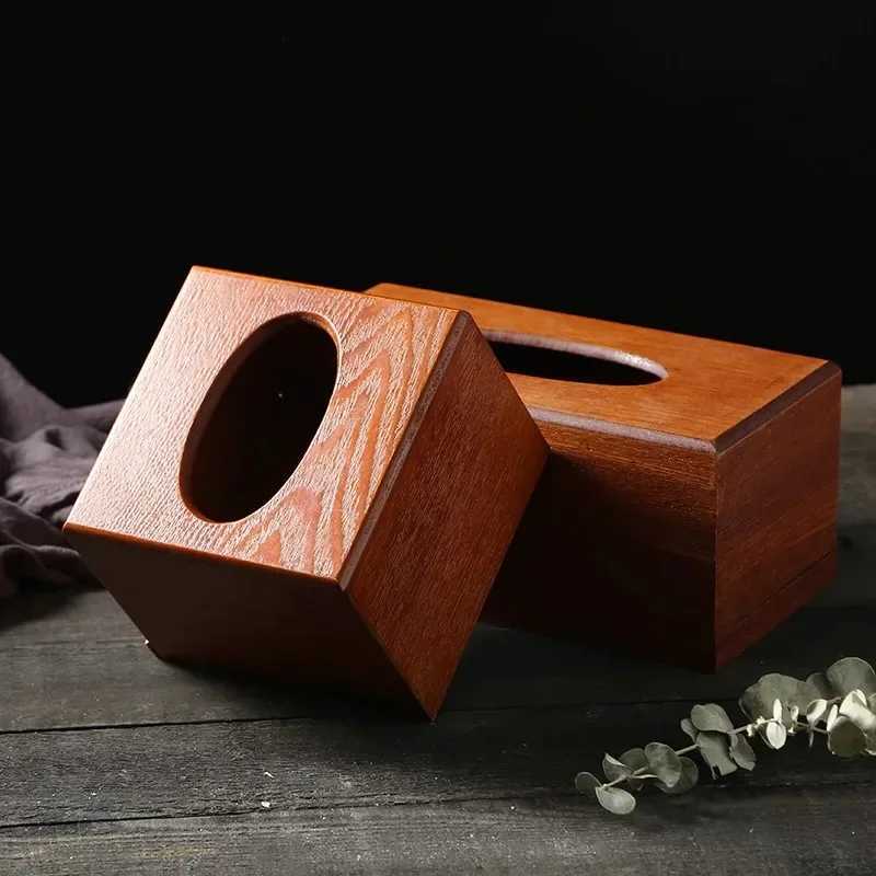 Wooden Tissue Box Light Luxury Living Room Dining Room Wooden Napkin Holder Car Tissue Holder Kitchen Storage Supplies C251120