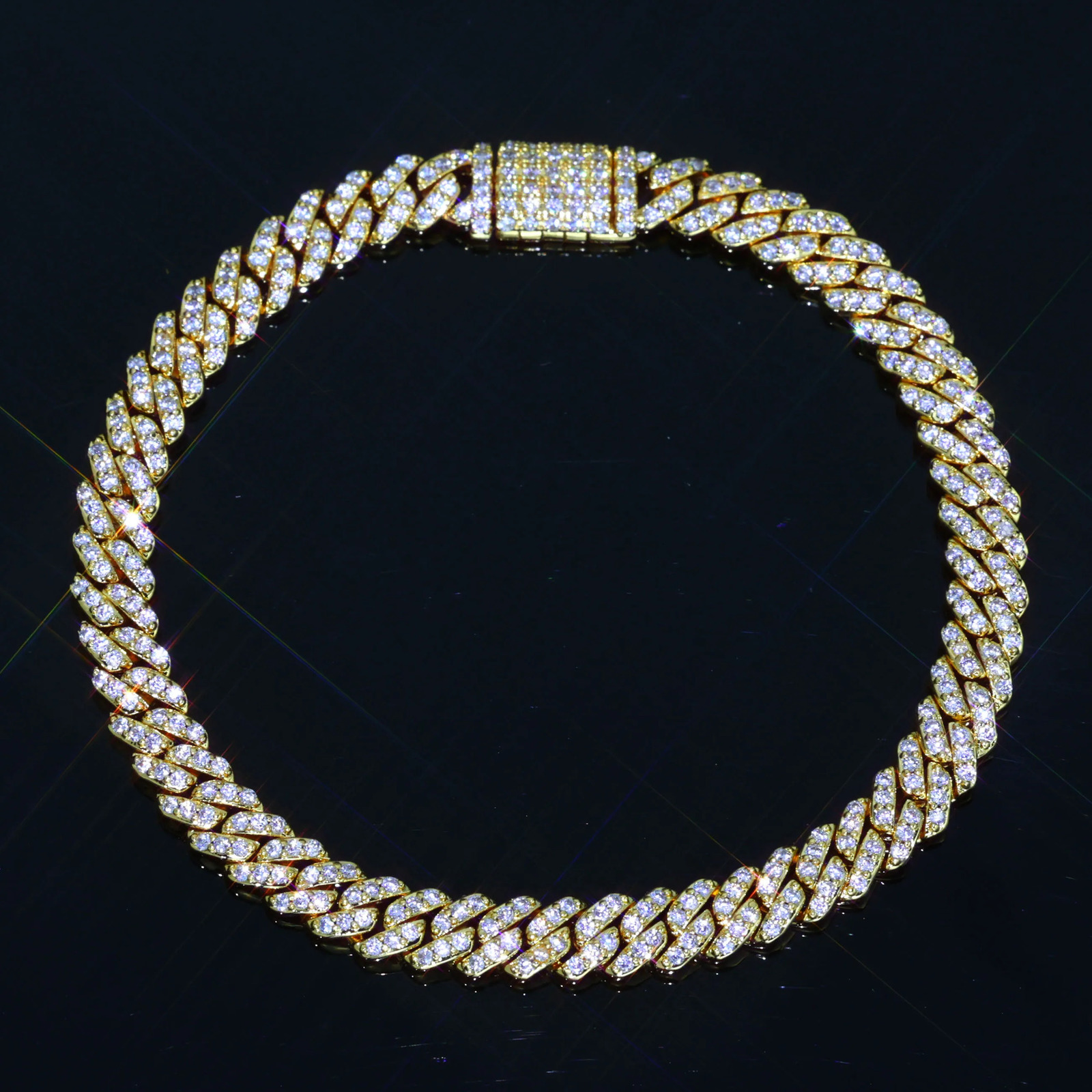 Hip Hop Jewelry 6mm8mm 1 Row Ice Out Cuban Chain Necklace Female Fork Set Cubic Zirconia Party Gift 250420 VVS